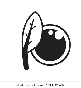 leaf and eyes black and white logo vector