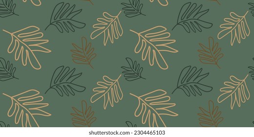 Leaf Fabric Print. Simple hand-drawn pattern. Repeatable background. Vector illustration