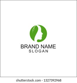 leaf face circle beautiful logo