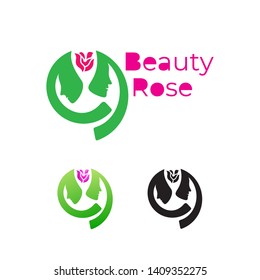 Leaf face logo style of a man and a woman faces