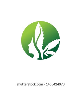 leaf and face logo template
