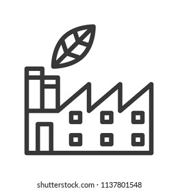 leaf and factory, Flat icon of clean energy and save environmental concept