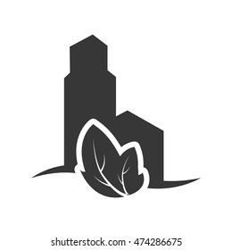 leaf factory industry ecology silhouette icon. Flat and Isolated design. Vector illustration