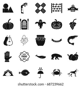Leaf fall icons set. Simple set of 25 leaf fall vector icons for web isolated on white background