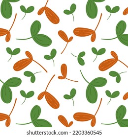 Leaf fall pattern fifth. Autumn pattern with green and orange leaves. Suitable for wrapping paper and all kinds of prints.