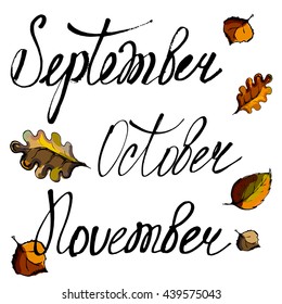 The leaf fall. September, October, November. Letting ink. Autumn background. 