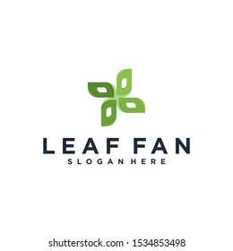 Leaf Fan Logo Design, Nature Four Fan Logo Vector, Modern and Beautiful Design Logo
