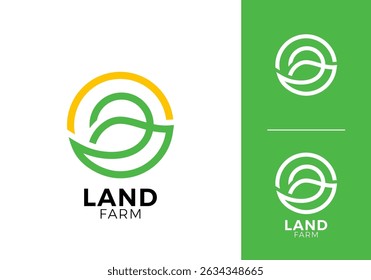 leaf farm with sun logo. creative agriculture symbol vector design	
