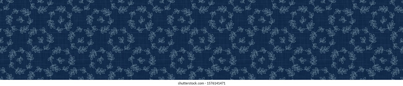 Leaf Fern Motif Embroidery Banner Background. 