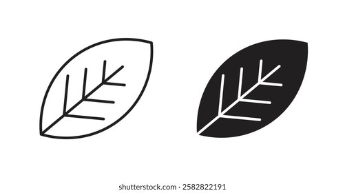 Leaf filled and outlined icons vectors on white background