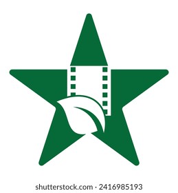 Leaf forma estrella de rollo de película concepto vectorial logo de diseño vector vector vector vector vector. 