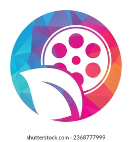 Leaf film roll vector logo design icon vector. Movie and leaf logo combination illustration.