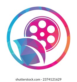 Leaf film roll vector logo design icon vector. Movie and leaf logo combination illustration.