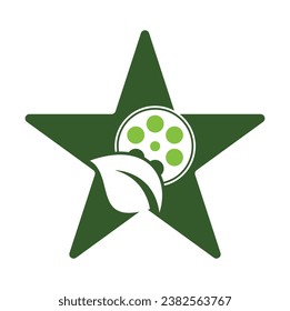 Leaf film roll vector logo design icon vector. Movie and leaf logo combination illustration.