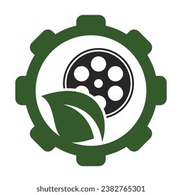 Leaf film roll vector logo design icon vector. Movie and leaf logo combination illustration.