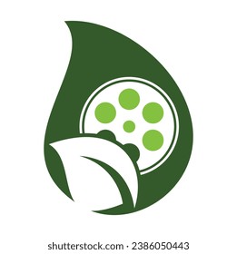 Leaf film roll vector logo design icon vector. Movie and leaf logo combination illustration.