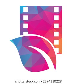 Leaf film roll vector logo design icon vector. Movie and leaf logo combination illustration.