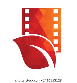 Leaf film roll vector logo design icon vector. Movie and leaf logo combination illustration.