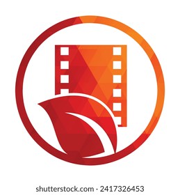 Leaf film roll vector logo design icon vector. Movie and leaf logo combination illustration.