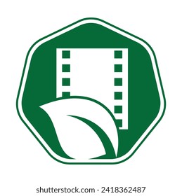 Leaf film roll vector logo design icon vector. Movie and leaf logo combination illustration.