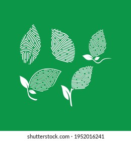 leaf fingerprint design logo vector template