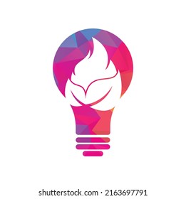 Leaf fire bulb shape concept vector logo design template. Eco green alternative energy logo design vector template.