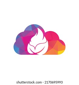 Leaf fire cloud shape concept vector logo design template. Eco green alternative energy logo design vector template.