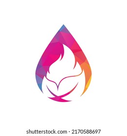 Leaf fire drop shape concept vector logo design template. Eco green alternative energy logo design vector template.