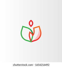 Laub- und Brandflamme, Logo der Balance Yoga lotus-Vektorillustration