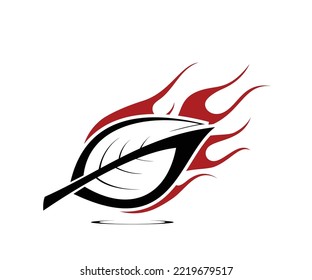 leaf and fire logo design