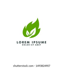 leaf fire logo design - vector