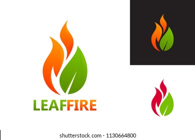 Leaf Fire Logo Template Design Vector, Emblem, Design Concept, Creative Symbol, Icon