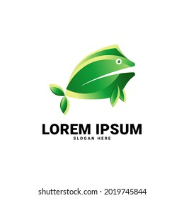 leaf fish logo with beautiful gradient color
