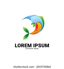 leaf fish logo with beautiful gradient color