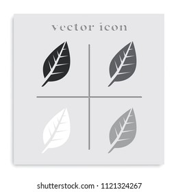 Leaf flat black and white vector icon.