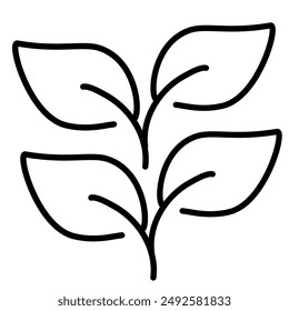 Blatt mit flachem Design und Line Art Stil