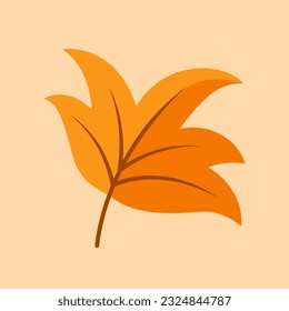 Leaf Flat Design Vector Art Illustration on Isolated Object. Autumn Vector Illustration. Autumn Vector Theme Illustration. Autumn Theme Vector Illustration.