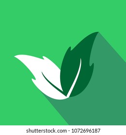 Leaf flat icon with long shadow. Vector graphic Illustration.