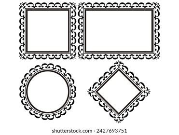 Leaf floral black frames icons on white background.
