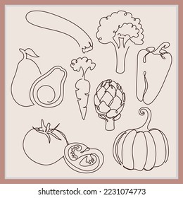 Leaf floral and food line art design 