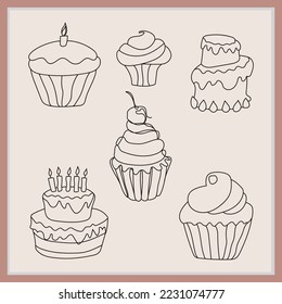 Leaf floral and food line art design 