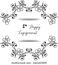 Leaf floral frame elegant, isolated on a white backdrop, for card ornate of happy engagement. Vector