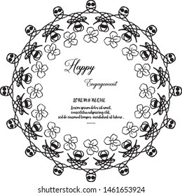 Leaf floral frame elegant, isolated on a white backdrop, for card ornate of happy engagement. Vector