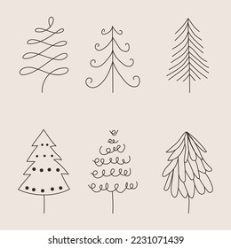 Leaf and floral line art design 