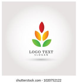 Leaf Floral Logo. Icon & Symbol Vector Template.