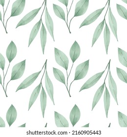 leaf floral nature watercolor seamless pattern