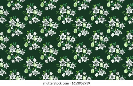 Leaf and floral pattern background for Easter, with unique drawing of floral and egg.