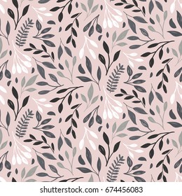 Leaf floral print. Natural vector seamless pattern.