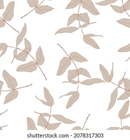 Leaf floral vector seamless pattern background. Trendy for fabric, textile print, texture, interior decor, wallpaper, invitation or packaging, wrapping.


