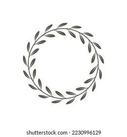 Leaf floral wreath. Circle frame template with leaves.